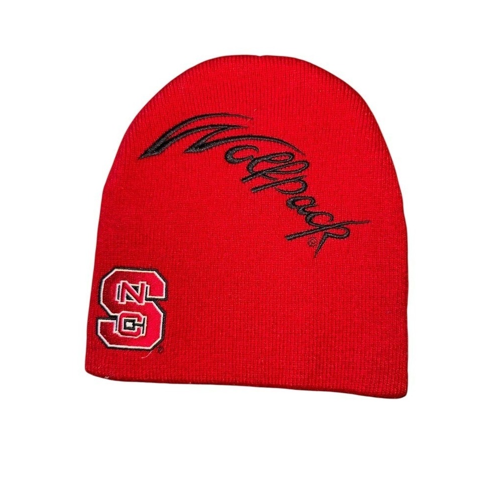 NC State Wolfpack Beanie Hat Unisex OS Red Embroidered Knit College embroidery